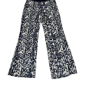 Filomena Fernandez woman’s sequin sequin nude & blue flare leg pants sz 44